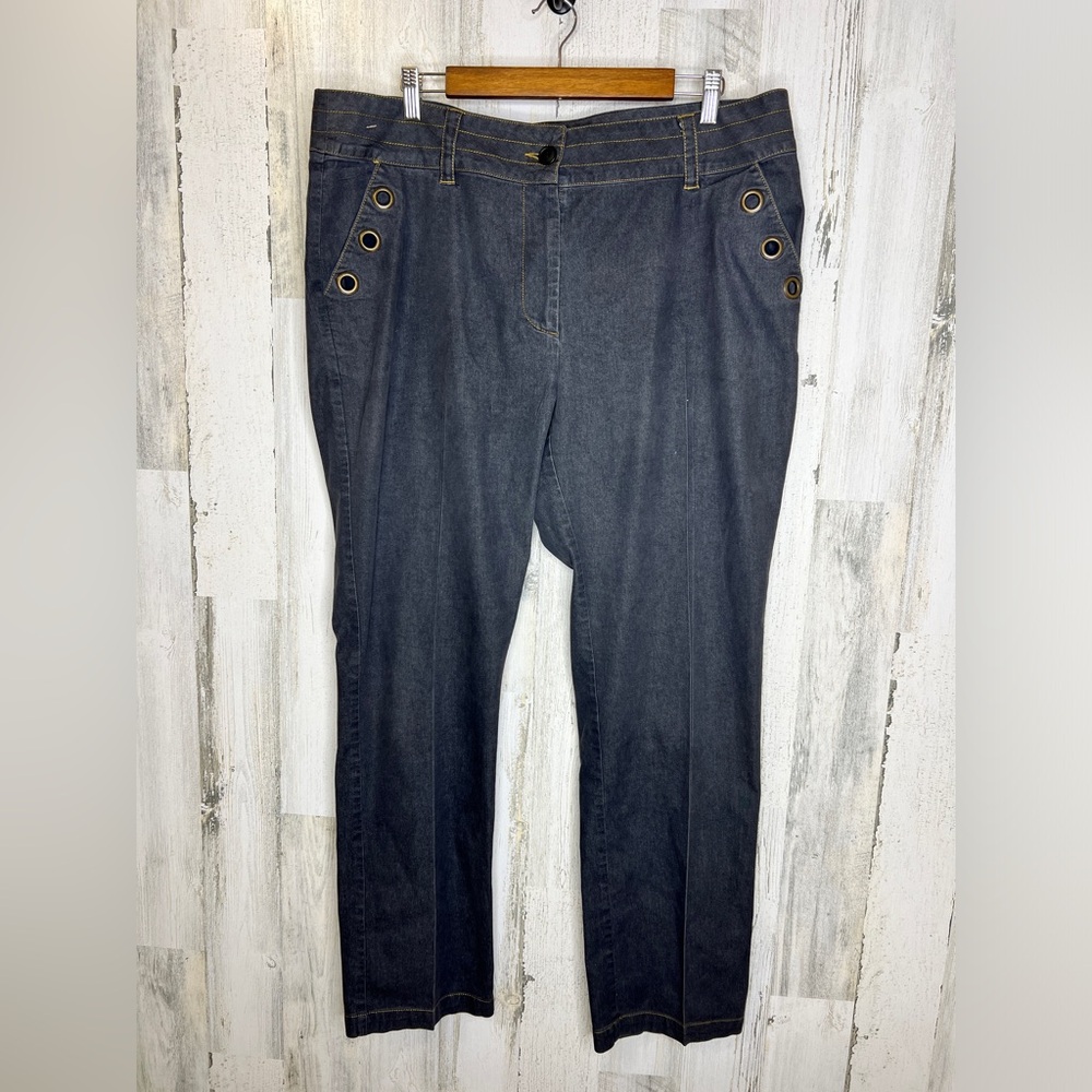 IQ Authentic Brand Women's Plus Size Dark Wash Jeans Gray  Black Size 20